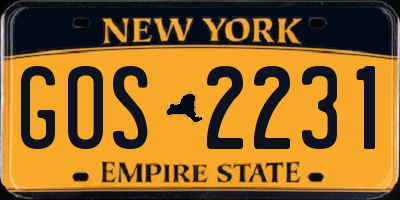 NY license plate GOS2231