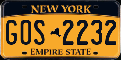 NY license plate GOS2232