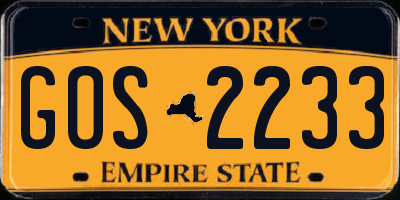 NY license plate GOS2233
