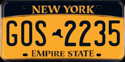 NY license plate GOS2235