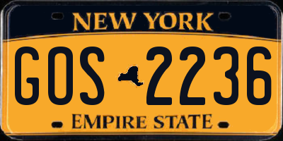 NY license plate GOS2236