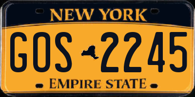 NY license plate GOS2245