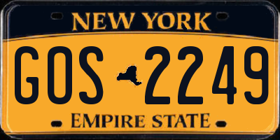 NY license plate GOS2249