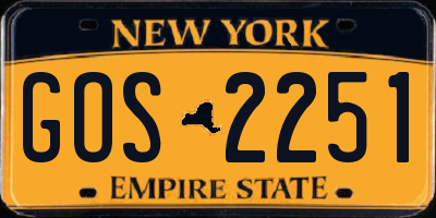 NY license plate GOS2251