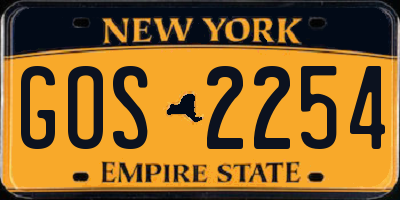 NY license plate GOS2254