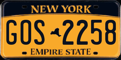 NY license plate GOS2258
