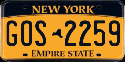 NY license plate GOS2259