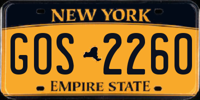NY license plate GOS2260