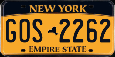 NY license plate GOS2262