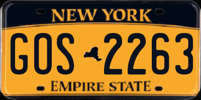 NY license plate GOS2263
