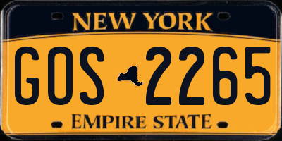 NY license plate GOS2265