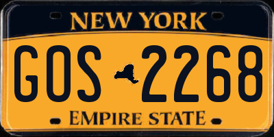 NY license plate GOS2268