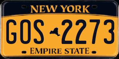 NY license plate GOS2273