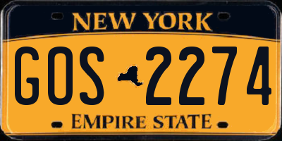 NY license plate GOS2274