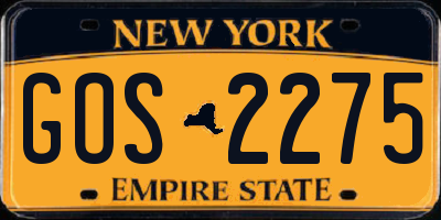 NY license plate GOS2275