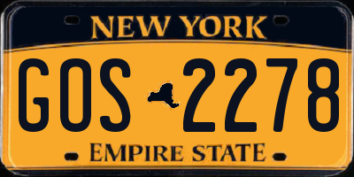 NY license plate GOS2278