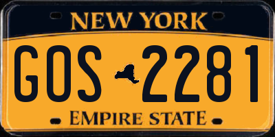 NY license plate GOS2281