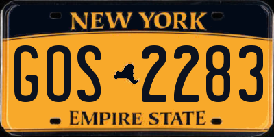 NY license plate GOS2283
