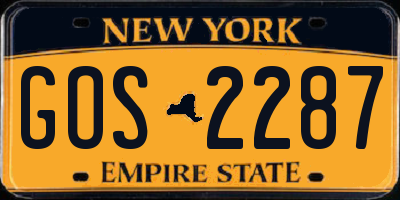 NY license plate GOS2287