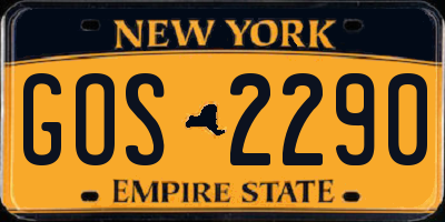 NY license plate GOS2290