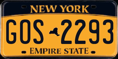 NY license plate GOS2293
