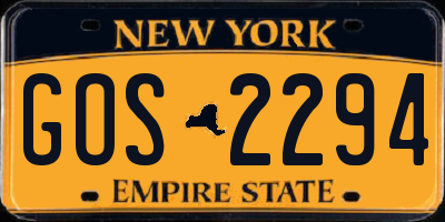 NY license plate GOS2294