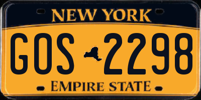 NY license plate GOS2298