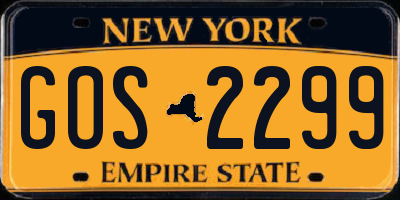 NY license plate GOS2299
