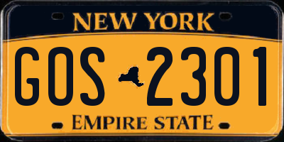 NY license plate GOS2301