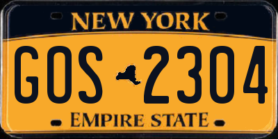 NY license plate GOS2304