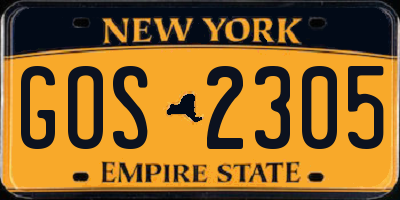 NY license plate GOS2305