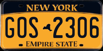 NY license plate GOS2306