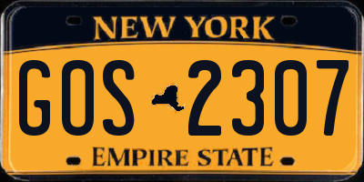 NY license plate GOS2307