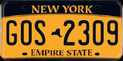 NY license plate GOS2309