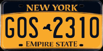 NY license plate GOS2310