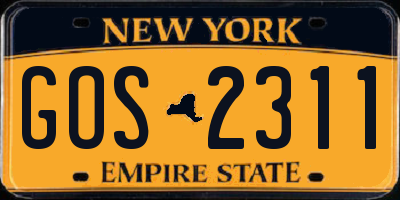 NY license plate GOS2311