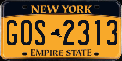 NY license plate GOS2313