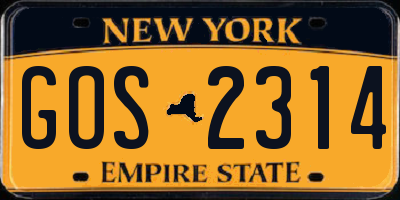 NY license plate GOS2314