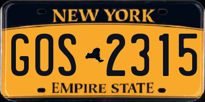 NY license plate GOS2315