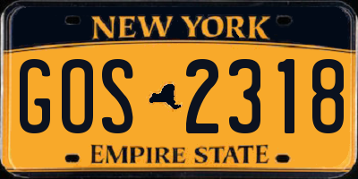 NY license plate GOS2318
