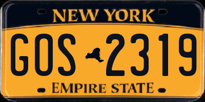 NY license plate GOS2319