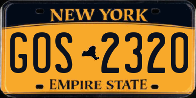 NY license plate GOS2320