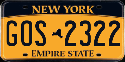 NY license plate GOS2322
