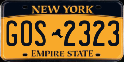 NY license plate GOS2323
