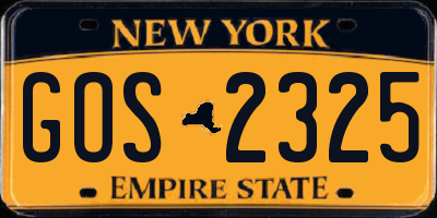 NY license plate GOS2325