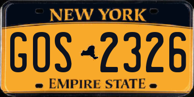 NY license plate GOS2326