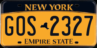NY license plate GOS2327