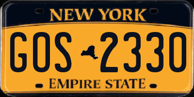 NY license plate GOS2330