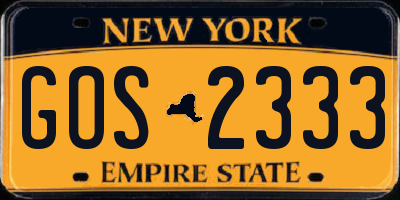 NY license plate GOS2333