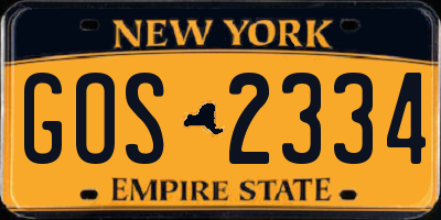 NY license plate GOS2334